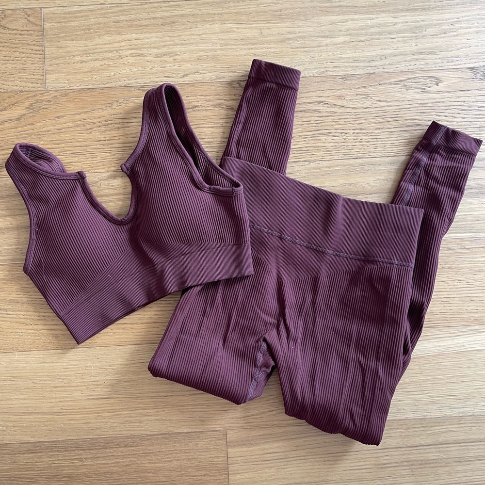 Jetjoy Legging Set Ribbed Maroon XS/S